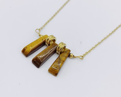 Ketting in stainless steel met tijgeroog 