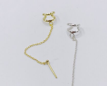 earcuff met 2 bandjes en ketting