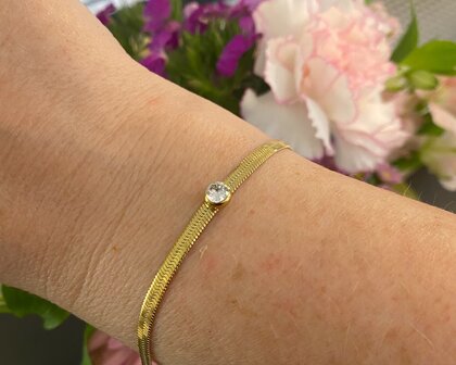 snake armband met zirconia steentje