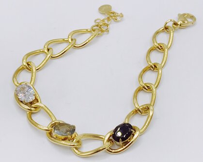 schakelarmband met 3 stenen