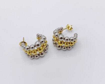 oorbellen met 2 kleuren bolletjes