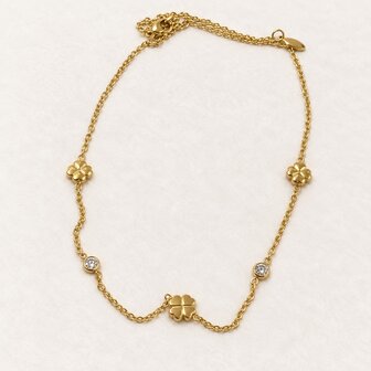 ketting met klavertjes 4 en enkele steentjes