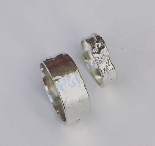 handgemaakte zilveren ringen ( set )
