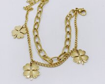 dubbele armband met 3 klavertjes 4