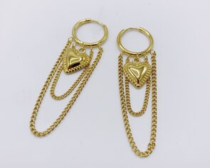 oorbellen met kettinkjes en hartje