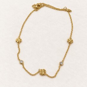 ketting met klavertjes 4 en enkele steentjes